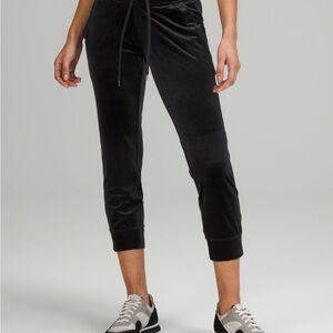 Lululemon Ready to Crush Crop Black Velour Jogger Pants